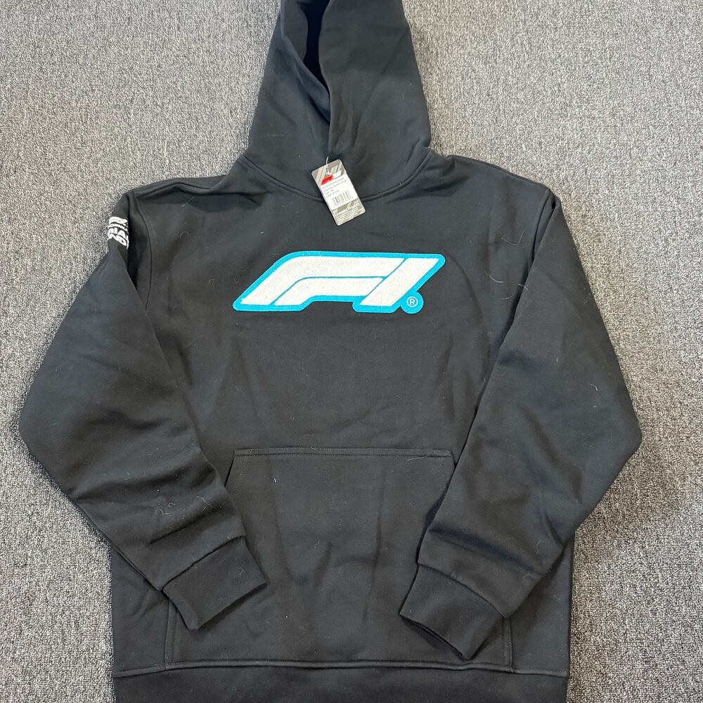Vintage Y2k Formula 1 Racing Miami Black Embroidered Hoodie Sweatshirt Small Nwt